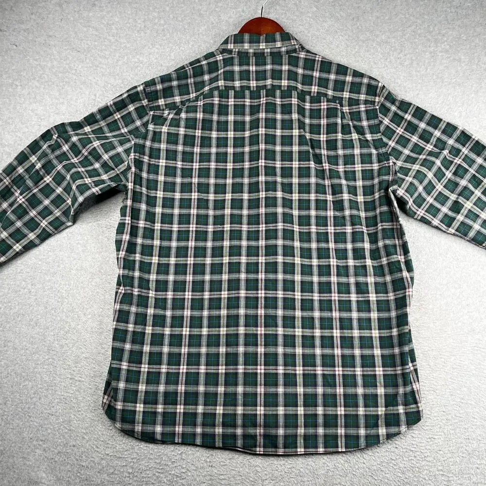 J Crew Heathered Cotton Shirt XL Green Plaid Casual Button Up Long Sleeve Mens